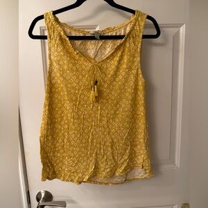 Yellow Patterned Sleeveless Top